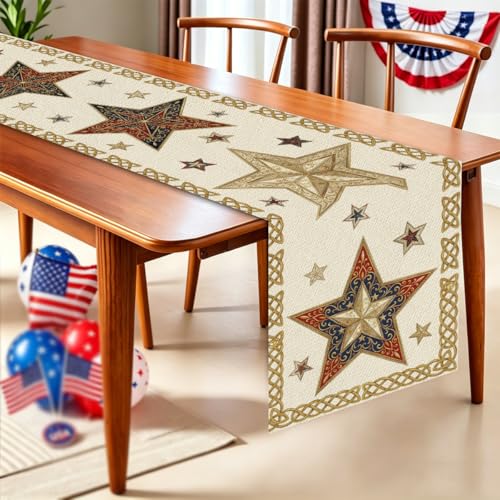 Patriotic Table Runner 13x71 Inch for Independence Day & Party Decor