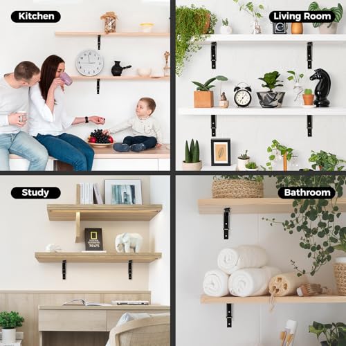 Dntorx 12 Inch Heavy Duty Folding Shelf Brackets - 2 Pack, Black