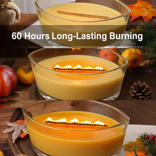 Vanilla Beeswax Scented Candle in Glass Jar - Long Burn Time, 14oz - Variation of Vanilla / 1