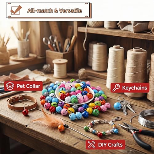 50 Pack 22mm Assorted Metal Jingle Bells for DIY Crafts and Holiday Decor