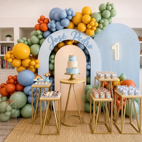 Boho Rainbow Balloons Set in Orange, Yellow & Green - 35pcs