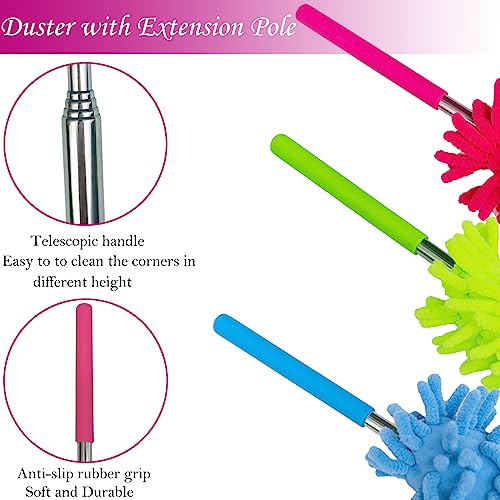 M-Jump 3 Pack Washable Extendable Microfiber Dusters, 11" to 30"