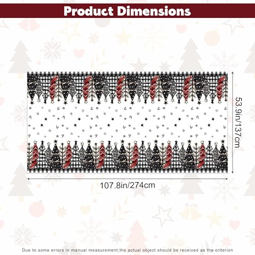 2 Pack Christmas Tablecloths 54x108 Inch Black White Buffalo Plaid Holiday Decor