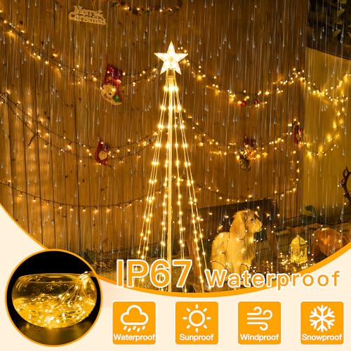Ollny Christmas Tree Lights, 5ft 140 LED Warm White String Lights with 8 Modes