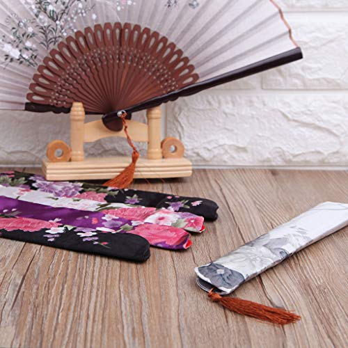 Gray Folding Hand Fan Bag Holder Protector - Elegant Cloth Case for Fans