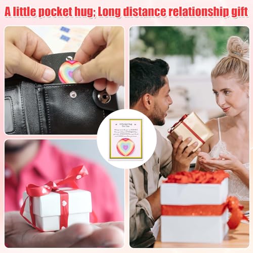 BOXOB Pocket Hug Heart Token with Inspirational Message Card - 3cm Thinking of You Gift