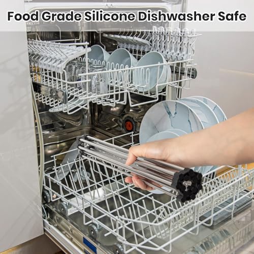 Roll-Up Dish Drying Rack - Foldable Stainless Steel, 17.5" x 12", Gray