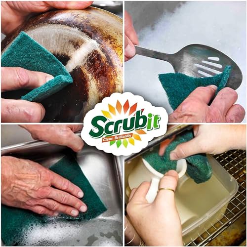Heavy Duty Non-Scratch Scouring Pads - 6 Pack for Kitchen Cleaning