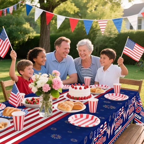 Patriotic Tablecloth for USA 250th Anniversary | 3 Pack, 54x108 in