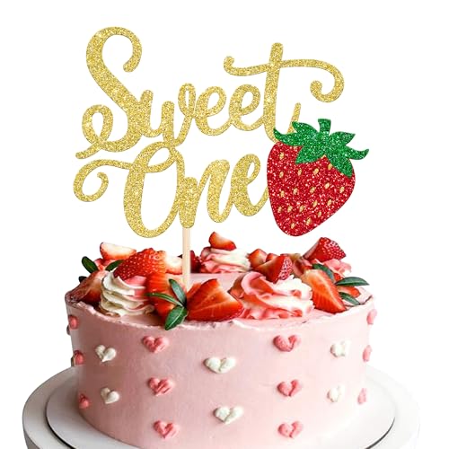 Sweet One Cake Topper for 1st Birthday - Strawberry Theme Decoration