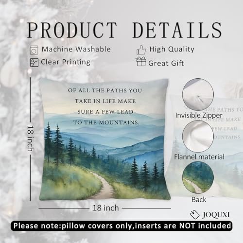 Watercolour Mountain Throw Pillow Cover 18x18, Soft Flannelette Nature Decor