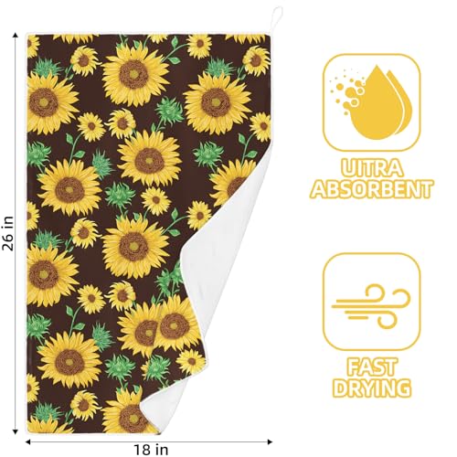 Sunflower Microfiber Kitchen Towel - Quick Dry & Reusable, 18x26 Inch