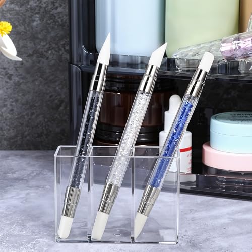 3-Piece Dual-Tipped Silicone Nail Art Brush & Carving Tool Set