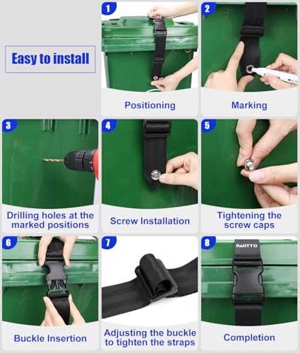 PAHTTO Adjustable Animal-Proof Trash Can Lock - Heavy-Duty Garbage Can Strap
