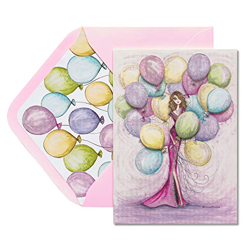 Papyrus Birthday Card for Her - Girl with Balloons by Bella Pilar, 5x7