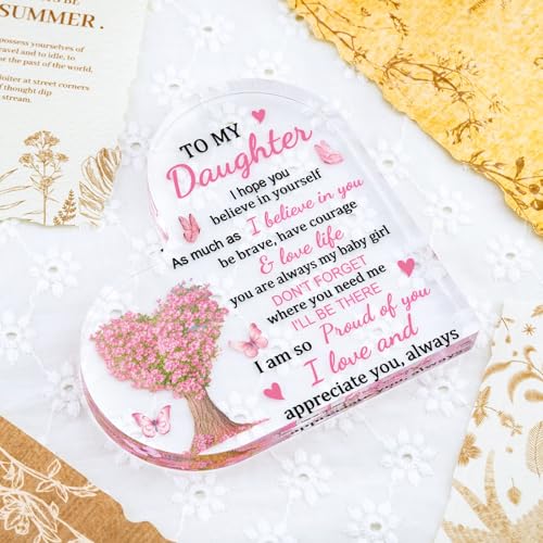 Heart-Shaped Acrylic Plaque - Inspirational Gifts for Daughter