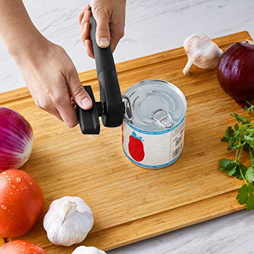 Amazon Basics Manual Can Opener with Soft Grip Handle - Easy Use, Stainless Steel Blade, Clean Cutting