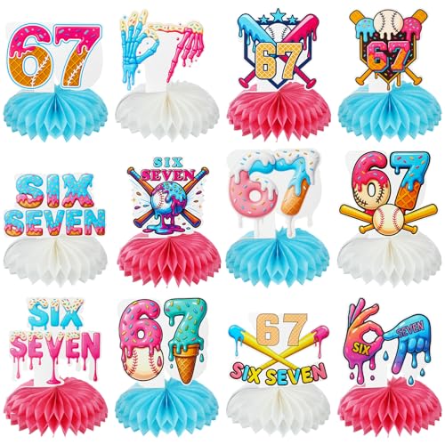 Mooliwe 12 Pcs Ice Cream Honeycomb Table Centerpieces for Sports Parties