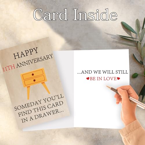 Funny 11th Anniversary Card for Him/Her - Premium Design