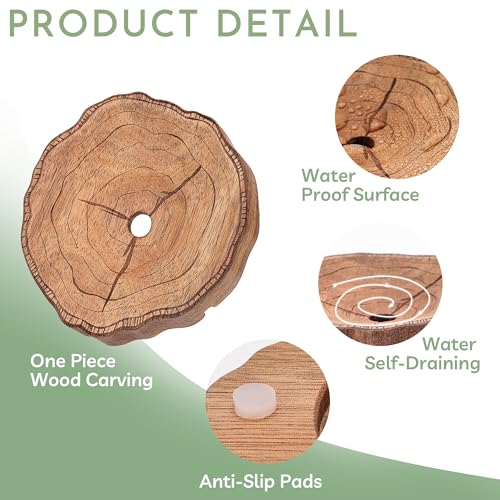 Acacia Wooden Soap Dish with Self Draining - Tree Ring 3.94" x 3.94"
