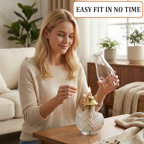 Lumpro 3-Inch Base Clear Glass Oil Lamp Chimney Replacement Shade
