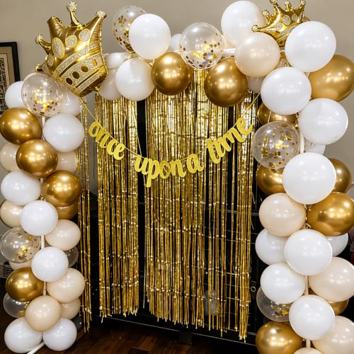 50 Pcs Sand White & Gold Confetti Balloons for Parties