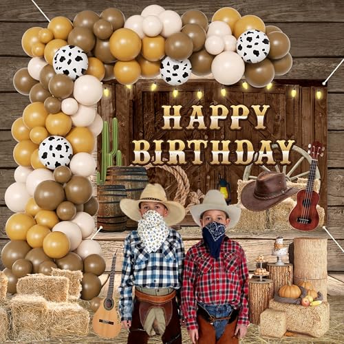 Wild West Cowboy Birthday Party Decorations Set with Balloon Arch & Backdrop