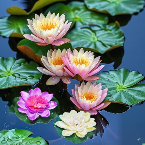 Artificial Floating Lotus Flowers Set - 10cm Water Garden Pond Decor