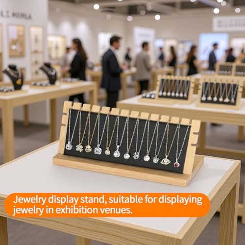 KUKUVR Wooden Necklace Display Stand with Velvet Pad - Jewelry Organizer