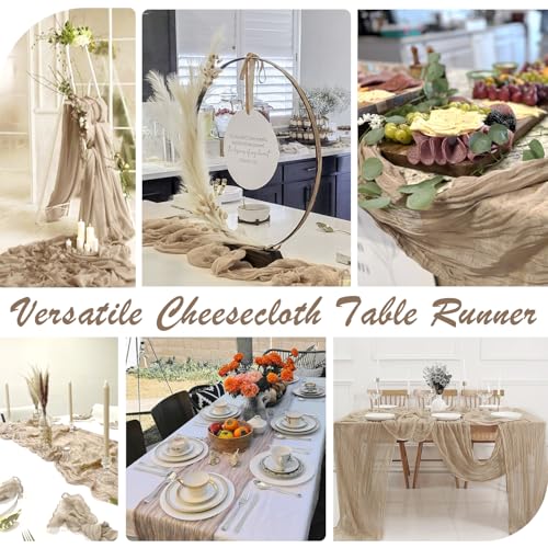 Nude Cheesecloth Table Runner 10ft Boho Rustic Light Brown Wedding Decor