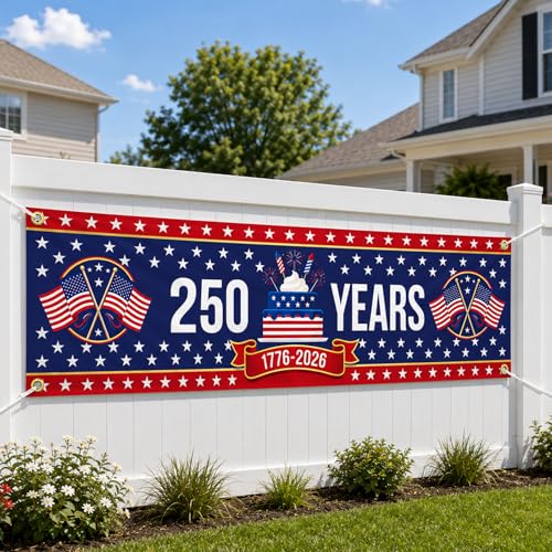 Large 4th of July Banner 1776-2026 - Patriotic Decor for Outdoor Events