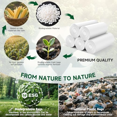 3 Gallon Biodegradable Trash Bags - 100 Count Clear Waste Liners