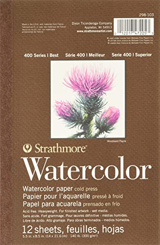 Strathmore 400 Series Watercolor Pad - 140 lb Cold Press, 5.5x8.5 inches, 12 Sheets