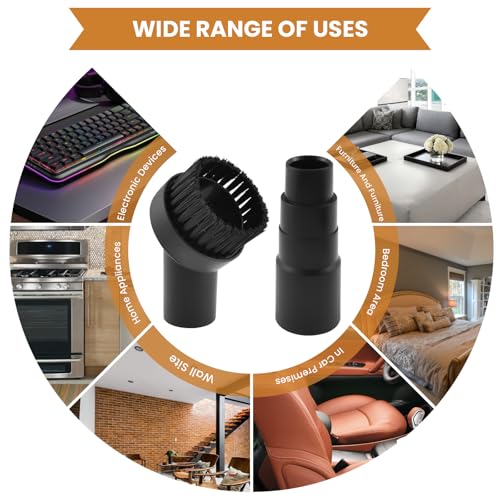 2 Pcs Round Vacuum Dust Brush Attachment - 1-1/4" Universal Cleaning Tool