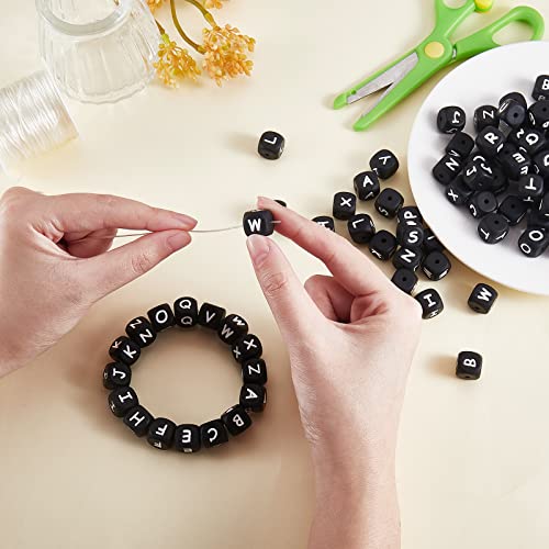 BEEFLYING 20 Pcs Black Cube Letter A Silicone Beads for Jewelry Making