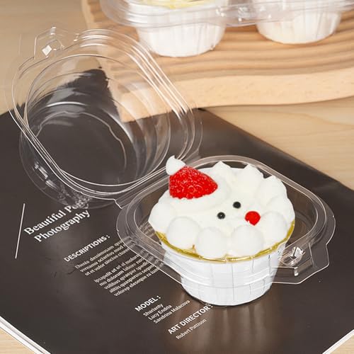 WIKDAY Individual Cupcake Containers, Clear Plastic - 50 Pack