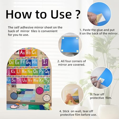 MSACC Flexible Acrylic Mirror Sheet, 12x16 Inch Self-Adhesive Wall Tile