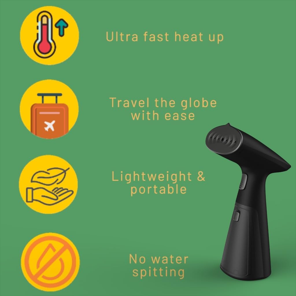 Travel Garment Steamer - Skiennix Handheld Clothes Steamer | Fast Heat-Up in 30 Seconds, 1000W