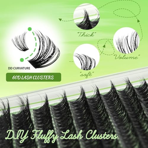 NovaBeryl 60D Wispy Lash Clusters Kit with Bond, Seal, and Tweezers