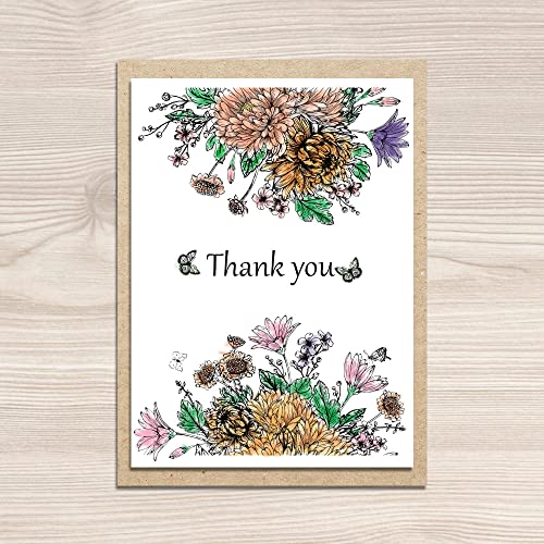 Butterfly & Flower Clear Stamps for Card Making - 14.5x14cm
