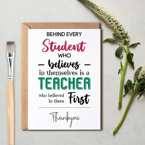 Teacher Appreciation Card - Believe in Yourself - 5x7 Thank You Card