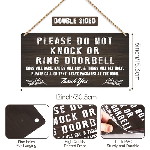 Do Not Knock Baby Sleeping Sign 026 - Double-Sided PVC Door Hanger