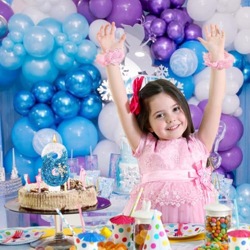Fro*Zen 8th Birthday Cake Candle - Snow-Themed Party Decoration