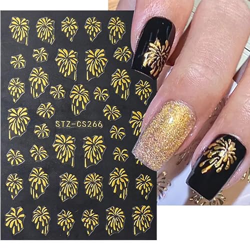 Flywindy 6 Sheets Spark Pattern Nail Art Stickers 3D Self-Adhesive Decals
