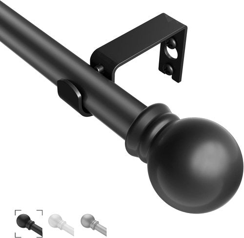 Black Curtain Rods by [Brand Name] | Adjustable Decorative Drapery Rods 36"-48" for Windows
