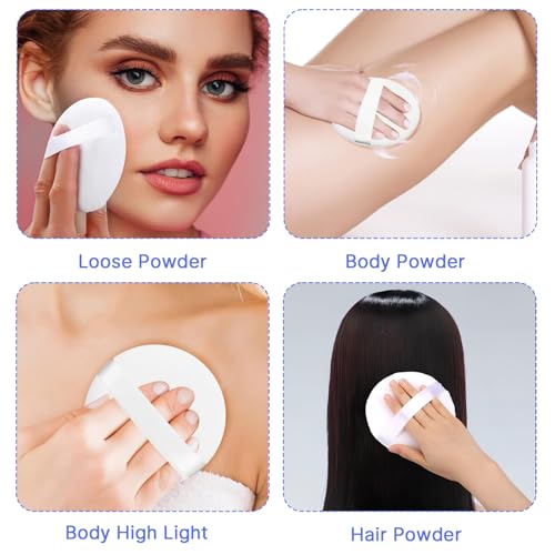 Large Powder Puffs 3.14 Inch - Soft Velvet Body & Face Makeup Puff 2 Pcs