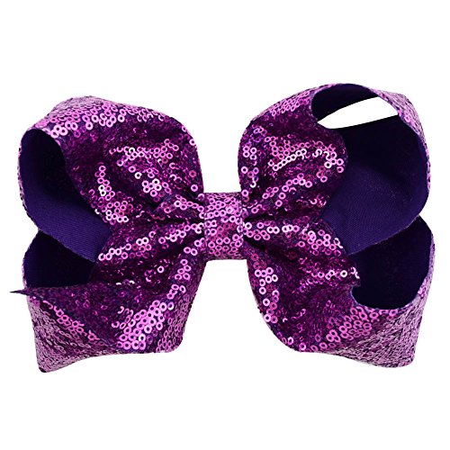 DESUNESS Large Sequin Hair Bow Barrettes 8 Inch Long Tail Bow Clips