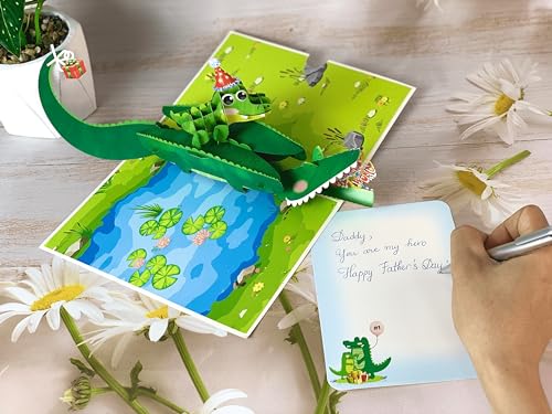 Crocodile Pop Up Father's Day Card - Cute & Funny Design