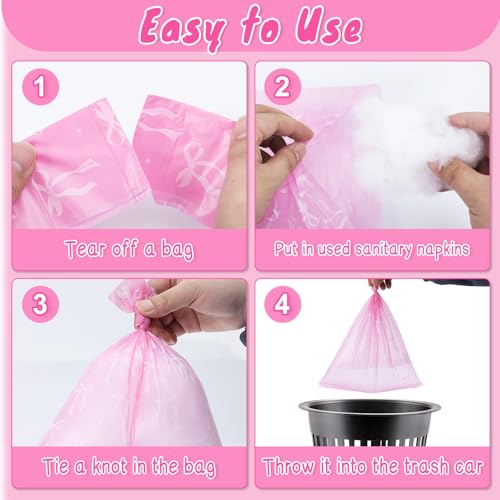 150 Lavender Scented Pink Bow Sanitary Napkin Disposal Bags