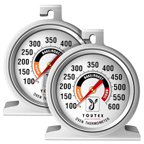 Youtex 2-Pack Stainless Steel Oven Thermometer for Baking, Grilling & Smoking